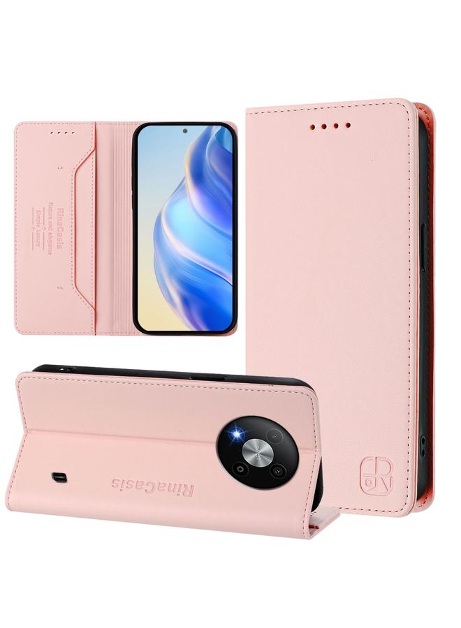 The Bros Case For ZTE Blade A73 5G RC01 Dual-Folded Magnetic Suction RFID Leather Phone Case