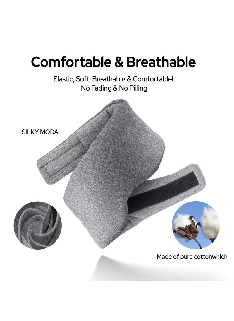 BTFMEI Cotton Sleep Mask Blackout, Comfortable and Breathable Eye Mask, Adjustable Blinder Blindfold Airplane with Travel Pouch, Best Night Companion Eyeshade for Women Men Kid (Gray)  - Image 3