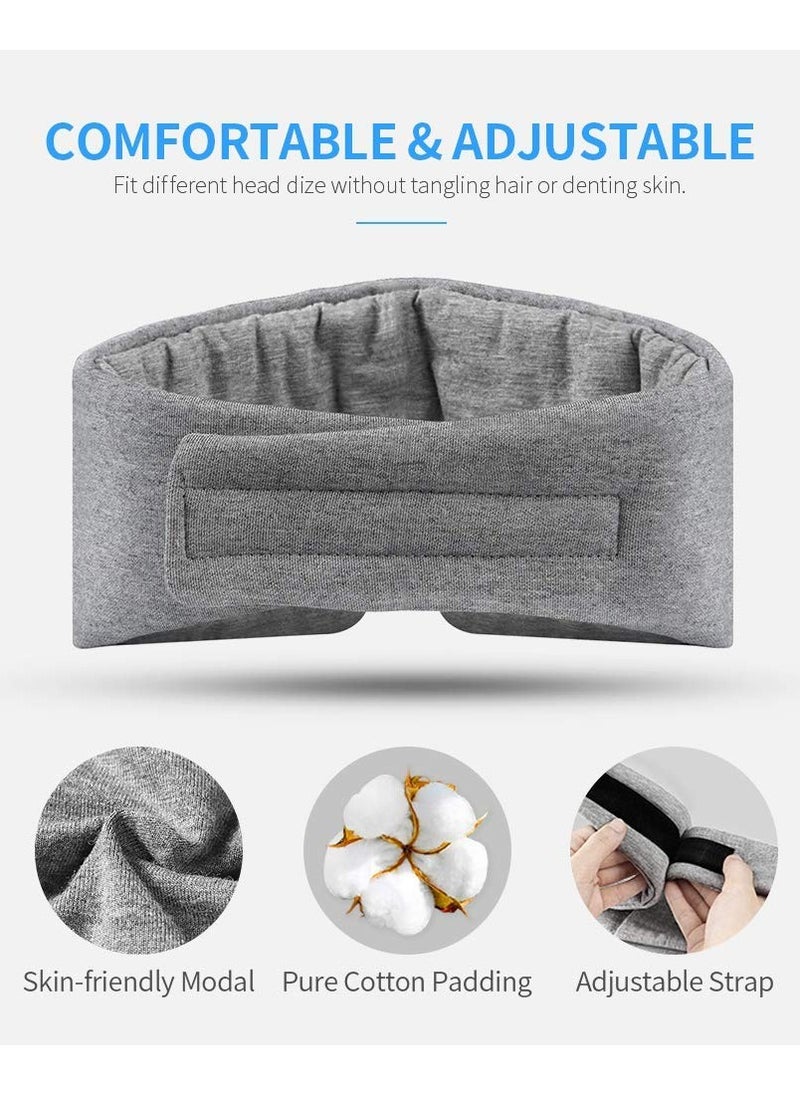 BTFMEI Cotton Sleep Mask Blackout, Comfortable and Breathable Eye Mask, Adjustable Blinder Blindfold Airplane with Travel Pouch, Best Night Companion Eyeshade for Women Men Kid (Gray)  - Image 4