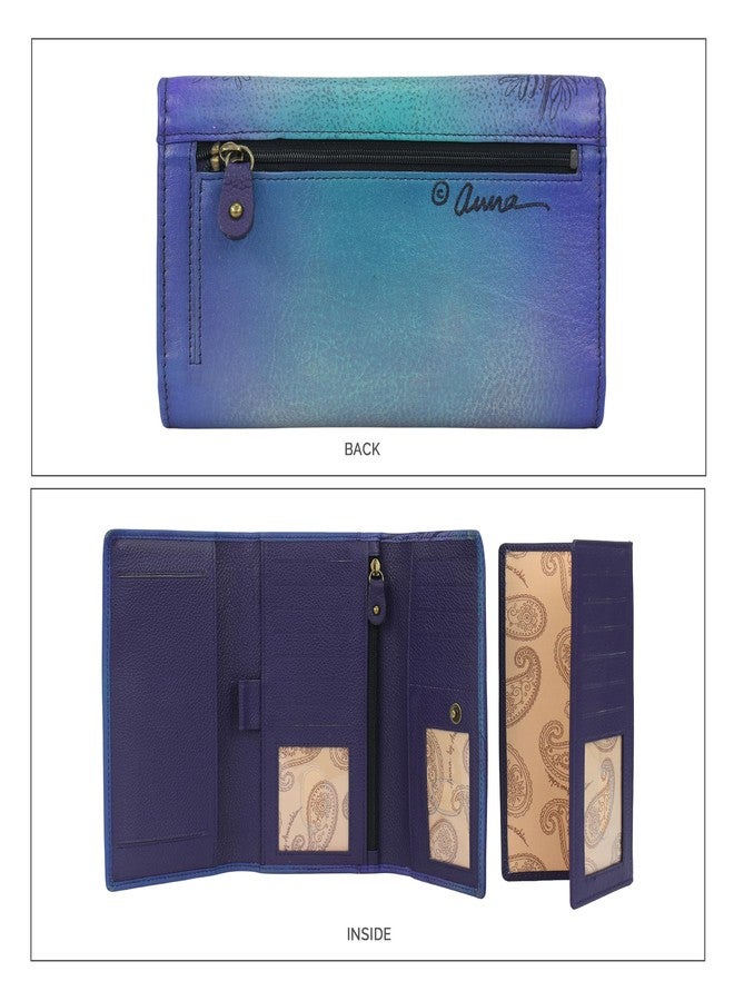 Anna by Anuschka Women’s Hand-Painted Original Leather RFID Checkbook Clutch Wallet - Elephant Family - Image 3