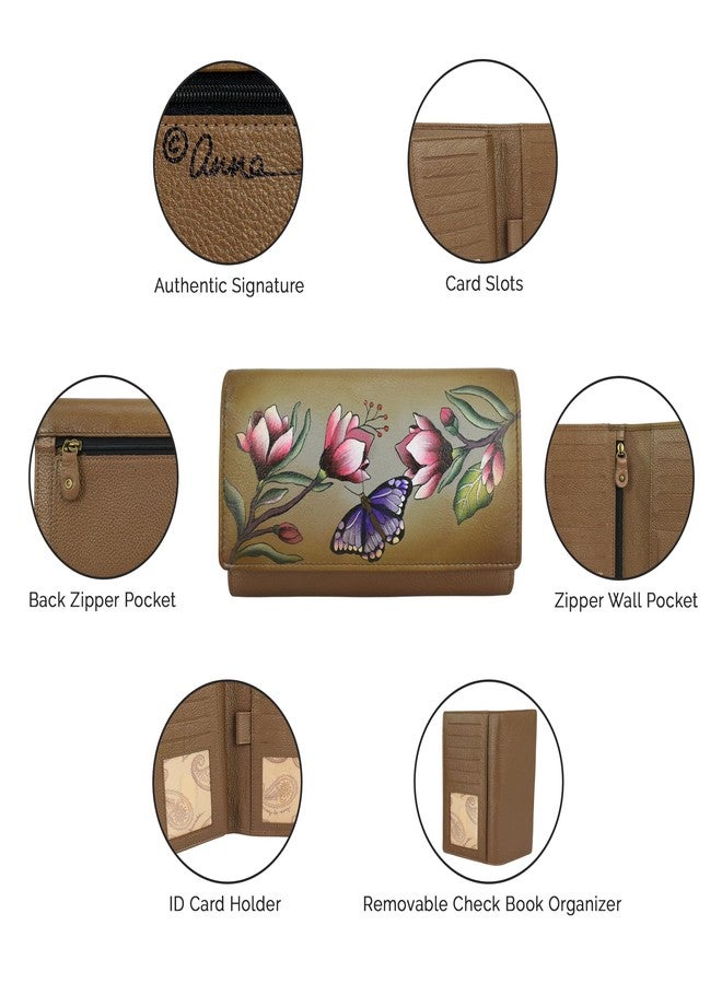 Anna by Anuschka Women’s Hand-Painted Original Leather RFID Checkbook Clutch Wallet - Elephant Family - Image 4