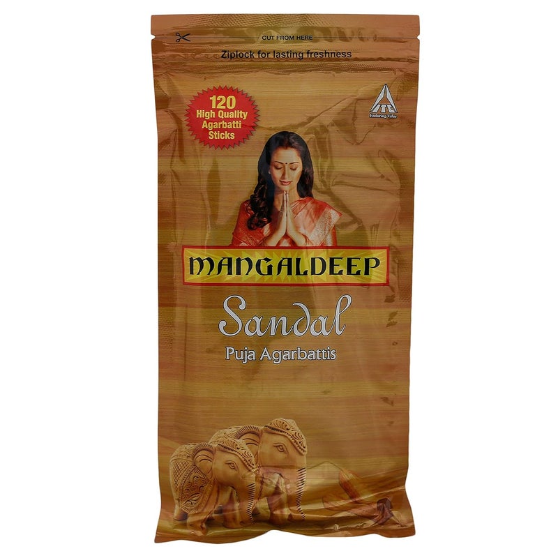 Mangaldeep Puja Agarbatti Sandal 60 Sticks Pack of 2 - Image 1