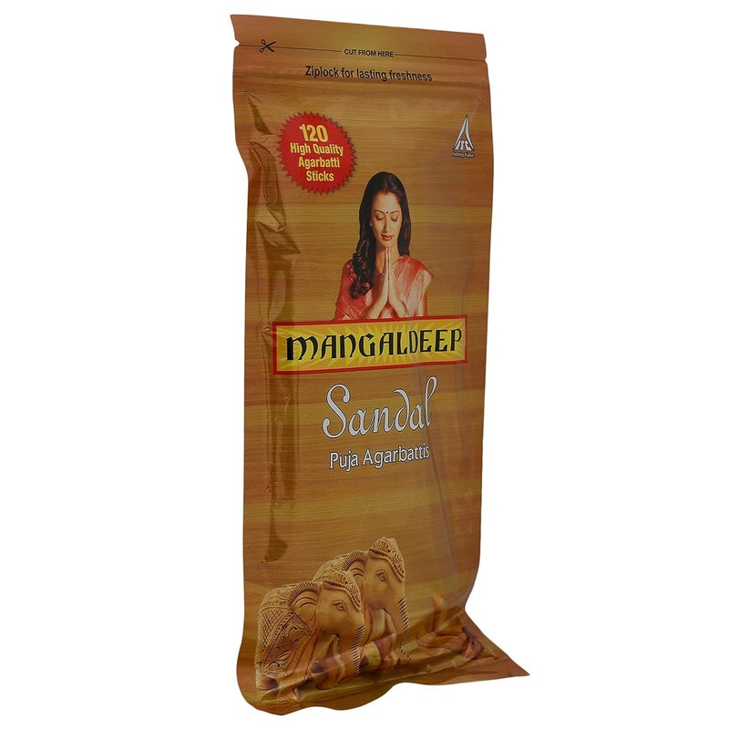 Mangaldeep Puja Agarbatti Sandal 60 Sticks Pack of 2 - Image 2