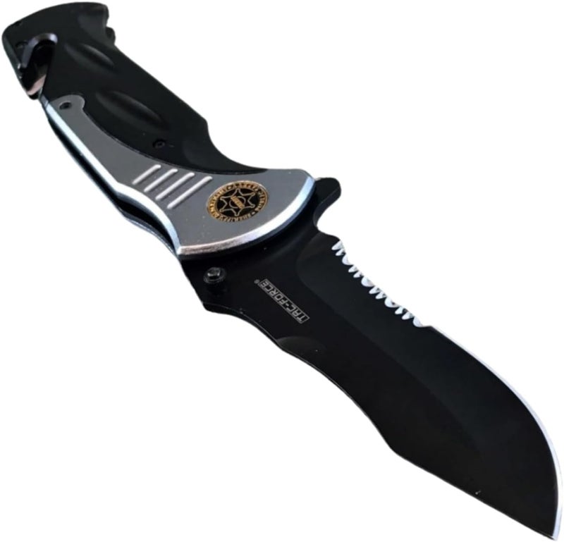 Tac-Force Extra Large Grey 10.5" Every Day Carry Hunting, Outdoor Rescue Style Folding Pocket Knife - Image 3