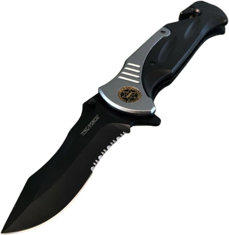 Tac-Force Extra Large Grey 10.5" Every Day Carry Hunting, Outdoor Rescue Style Folding Pocket Knife - Image 2
