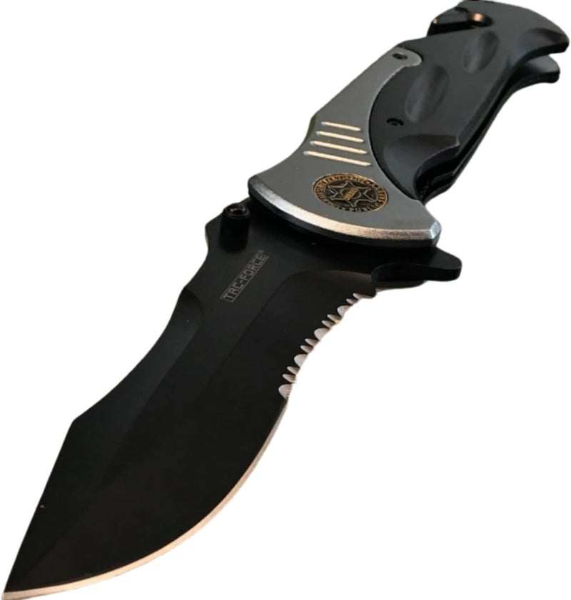 Tac-Force Extra Large Grey 10.5" Every Day Carry Hunting, Outdoor Rescue Style Folding Pocket Knife - Image 5