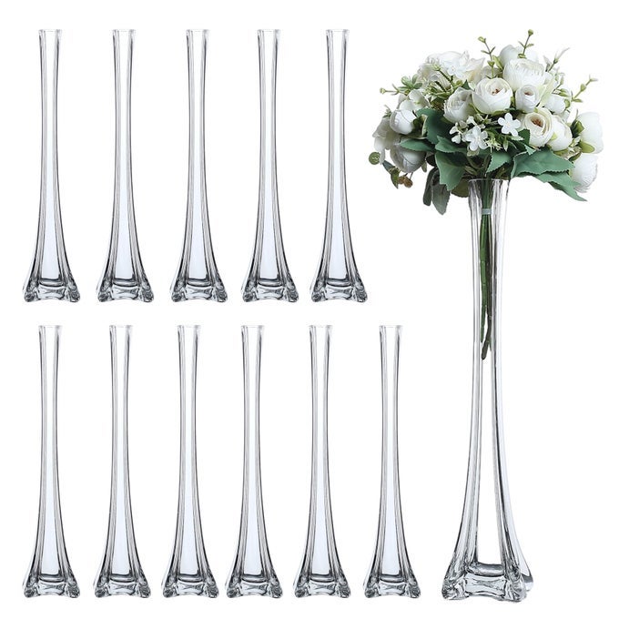 PACK OF 12 EIFFEL TOWER VASES CENTERPIECE FOR FLOWER WEDDING DECORATION 16 CLEAR