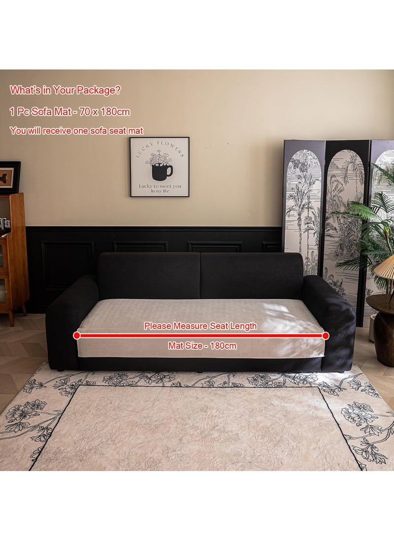 HOUSE OF QUIRK - House of Quirk Sofa Covers Herringbone Chenille Fabric 1/2/3/4 Seater Sofa Slipcover Anti-Slip Stretch Seat Pad from Pets Replacement Protector (Three Seater, Beige, 70x180cm) - Image 1