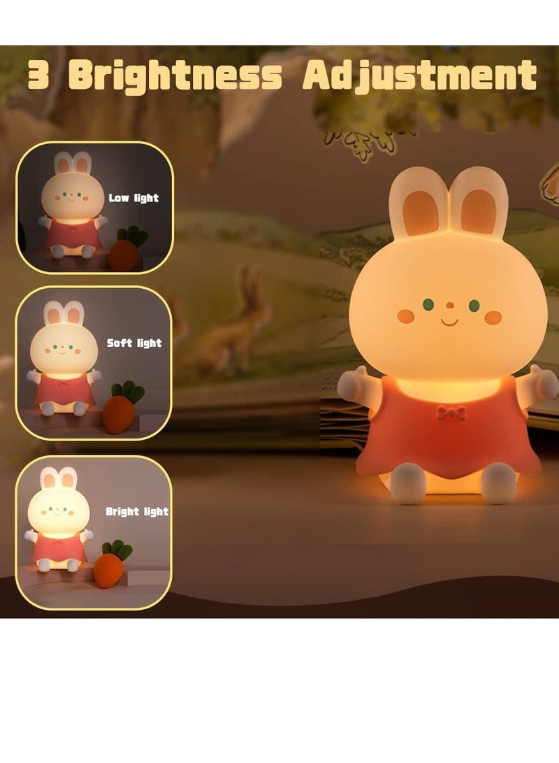 KASTWAVE Night Light for Kids Kawaii Red Silicone Nursery Bunny Lamp Safe and Soft Touch Bedroom 7 Color Mode Timer Function USB Rechargeable Great Gift Girls New Mothers  - Image 3