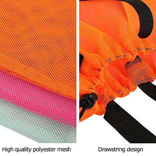 hsmyank 4Pieces Cute Mesh Pool Tote Bags,Mesh Beach Bags With Drawsting For Swim,Travel,Party, Color, 16.5Wx15Lx4.3H - Image 3