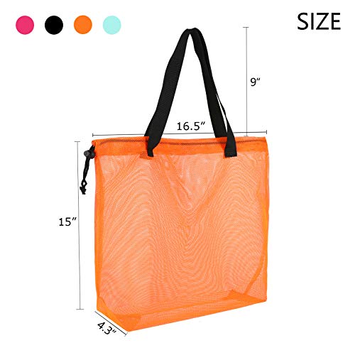 hsmyank 4Pieces Cute Mesh Pool Tote Bags,Mesh Beach Bags With Drawsting For Swim,Travel,Party, Color, 16.5Wx15Lx4.3H - Image 2