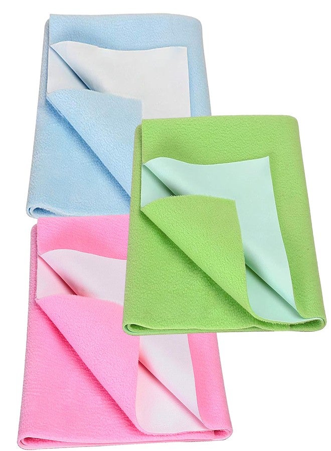 Toddylon ملاءة توديلون بيبي الجافة المضادة للتكتل فائقة الامتصاص، ملاءة جافة فورية للأطفال، واقي سرير الأطفال، عبوة من 3 قطع (أزرق، أخضر ووردي، صغير - 70 × 50 سم) - Image 1