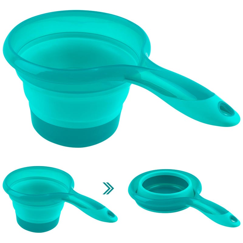 AUEAR Folding Water Ladle Collapsible Spoon Scoop Cup for Kitchen Ladles Bathroom Washing Blue