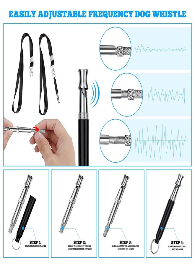 BADAO 2 PCS Dog Whistles,Professional Recall Dog Training Whistle with Lanyard,Adjustable Ultrasonic Silent Dog Recall Whistles,Dog Whistle to Stop Barking Neighbors Dog,Dog Barking Stopper (Black+Black) - Image 4