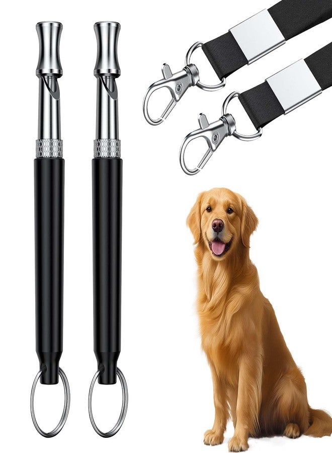BADAO 2 PCS Dog Whistles,Professional Recall Dog Training Whistle with Lanyard,Adjustable Ultrasonic Silent Dog Recall Whistles,Dog Whistle to Stop Barking Neighbors Dog,Dog Barking Stopper (Black+Black) - Image 1