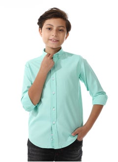 Andora Turn Down Collar Boys Oxford Shirt_ Aqua Green  - Image 1