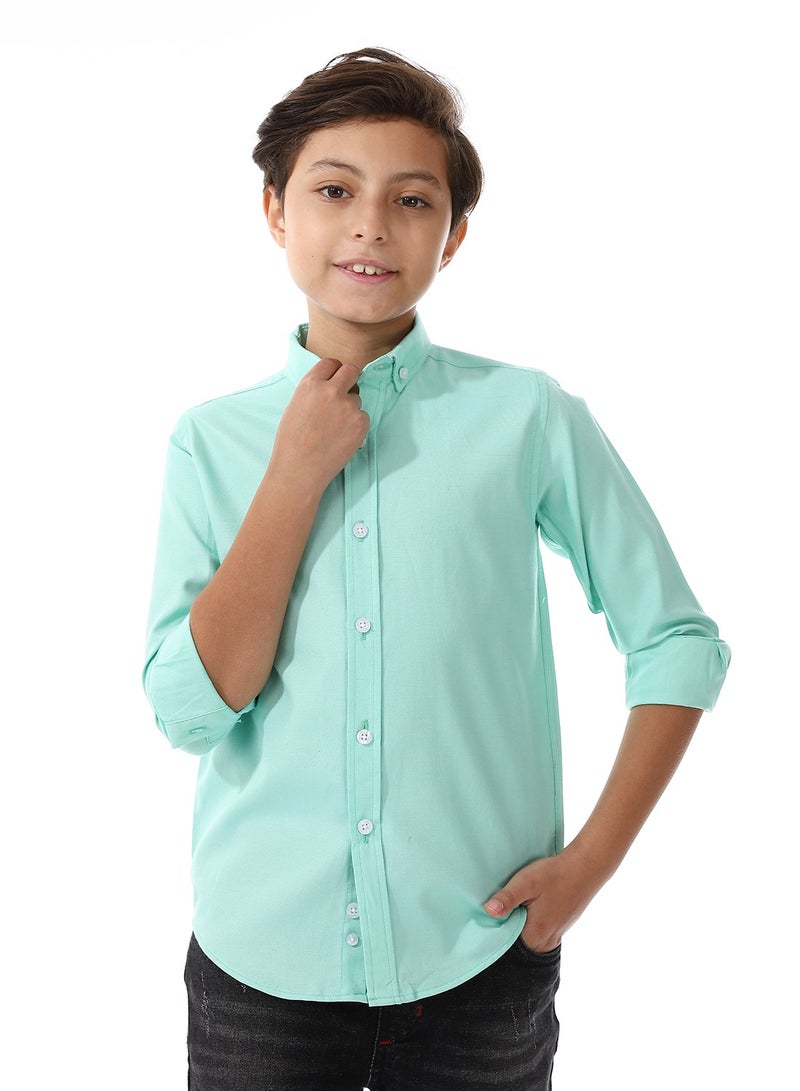 Andora Turn Down Collar Boys Oxford Shirt_ Aqua Green  - Image 1