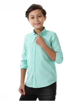 Andora Turn Down Collar Boys Oxford Shirt_ Aqua Green  - Image 2