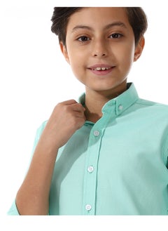 Andora Turn Down Collar Boys Oxford Shirt_ Aqua Green  - Image 4