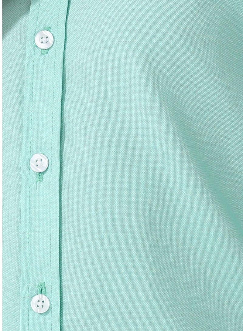 Andora Turn Down Collar Boys Oxford Shirt_ Aqua Green  - Image 5