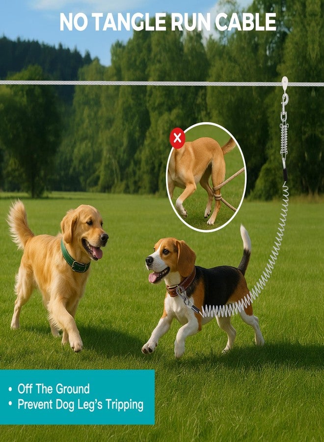 VST Professional Dual Shock-Absorbing Dog Trolley System - 75FT Aerial Dog Run Cable with Spring Tie Out Cable for Large Dogs Up to 250LBS,Chew Proof Zip Line for Backyard/Yard/Camping/Outdoor - Image 3