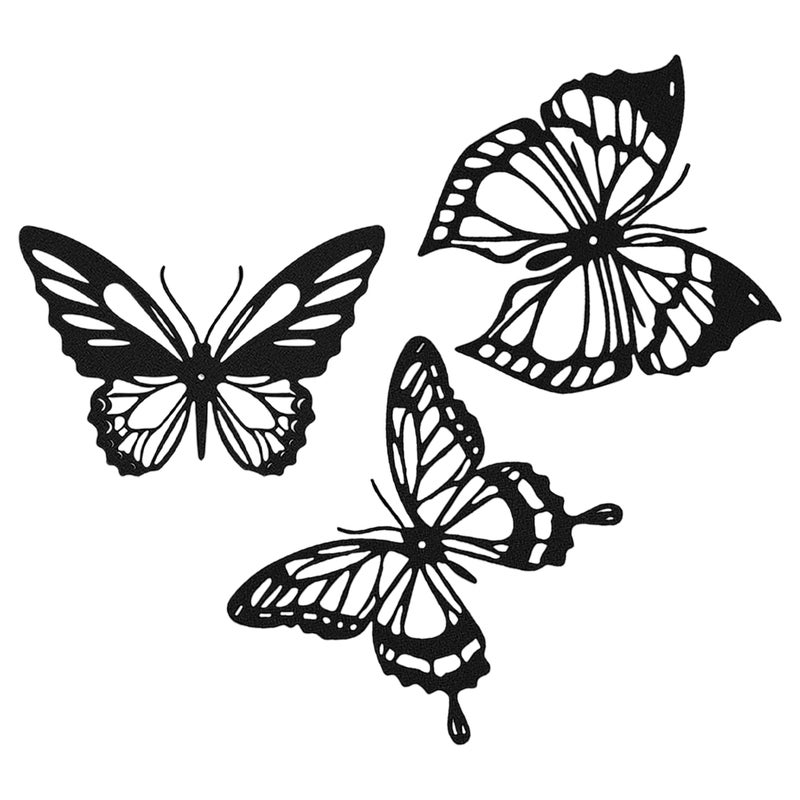 3pcs Butterfly Shaped Wall Hanging Hollow Rustic Wall Butterfly Hanging Decoration - Image 1