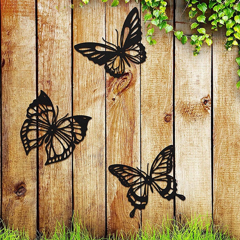 3pcs Butterfly Shaped Wall Hanging Hollow Rustic Wall Butterfly Hanging Decoration - Image 3