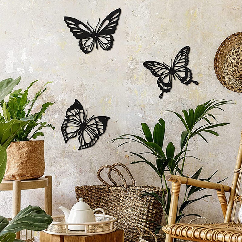 3pcs Butterfly Shaped Wall Hanging Hollow Rustic Wall Butterfly Hanging Decoration - Image 5