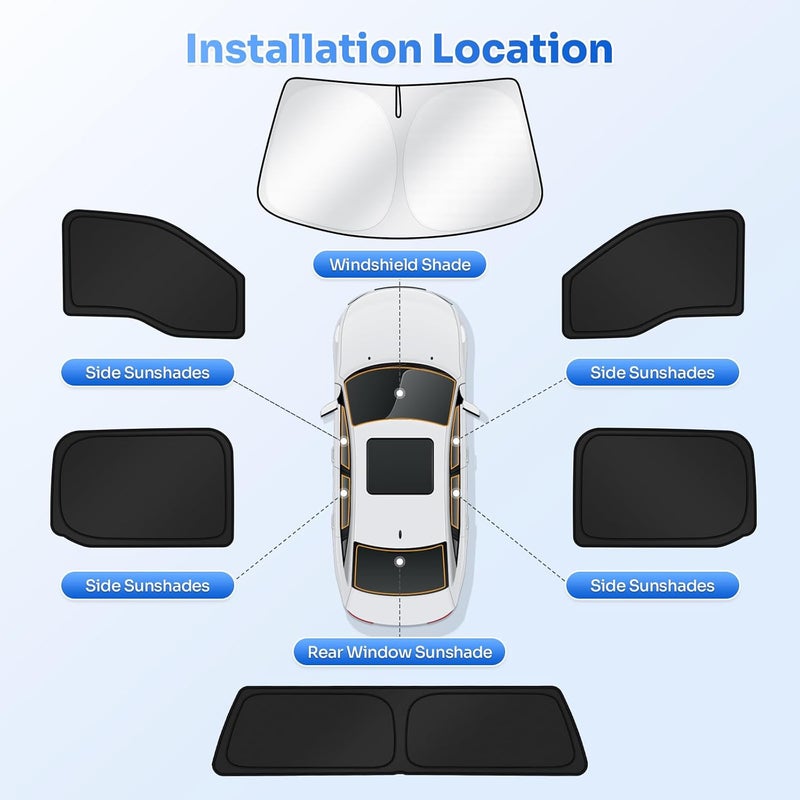 Canvcle Window Shades for 2015-2020 Ford F150 4 Door Accessories Windshield Sun Shade Side Rear Window Cover Sunshade Sun Visor Shield Privacy Protection for Camping Keep Vehicle Cool Black 6PCS Global light sturdy raw material - Image 5