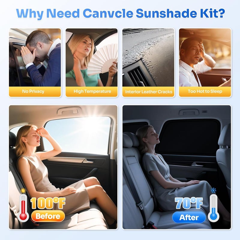 Canvcle Window Shades for 2015-2020 Ford F150 4 Door Accessories Windshield Sun Shade Side Rear Window Cover Sunshade Sun Visor Shield Privacy Protection for Camping Keep Vehicle Cool Black 6PCS Global light sturdy raw material - Image 3