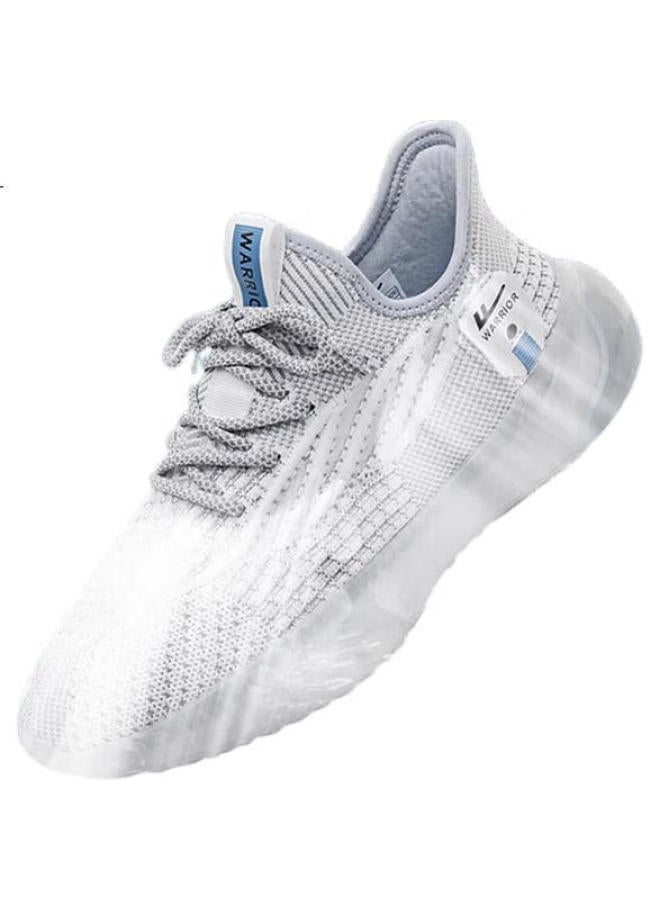 Pull Back Warrior Men'S Autumn And Winter Sports Shoes Men'S Lightweight Soft Bottom Running Shoes All-Match Black Shoes White/Grey Size 43 - Image 2