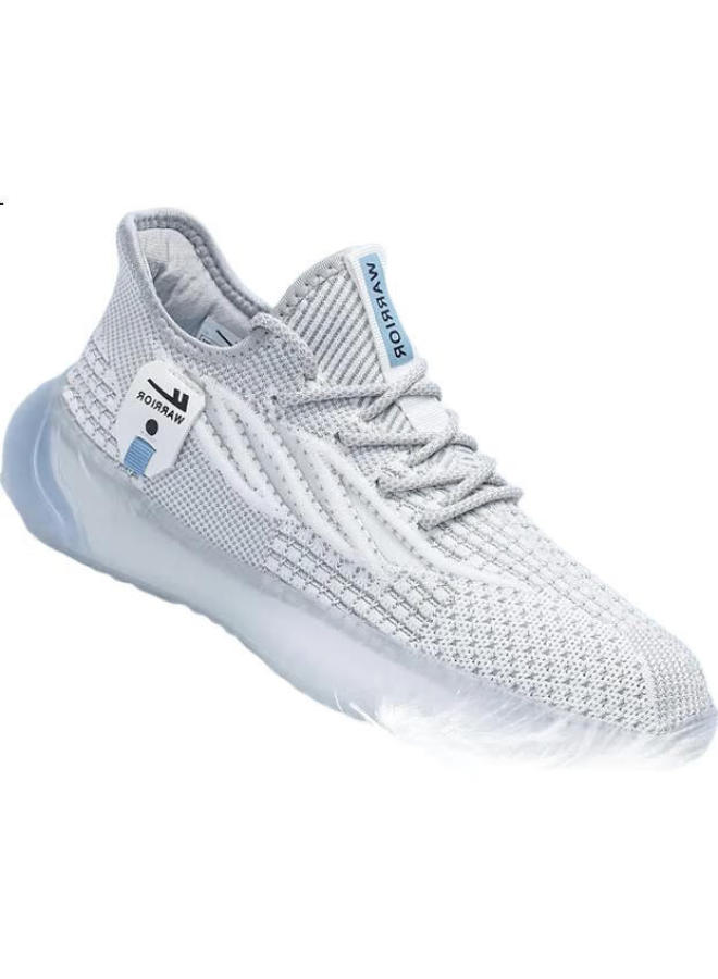 Pull Back Warrior Men'S Autumn And Winter Sports Shoes Men'S Lightweight Soft Bottom Running Shoes All-Match Black Shoes White/Grey Size 43 - Image 3