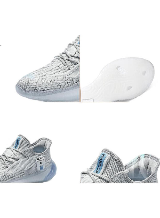 Pull Back Warrior Men'S Autumn And Winter Sports Shoes Men'S Lightweight Soft Bottom Running Shoes All-Match Black Shoes White/Grey Size 43 - Image 1