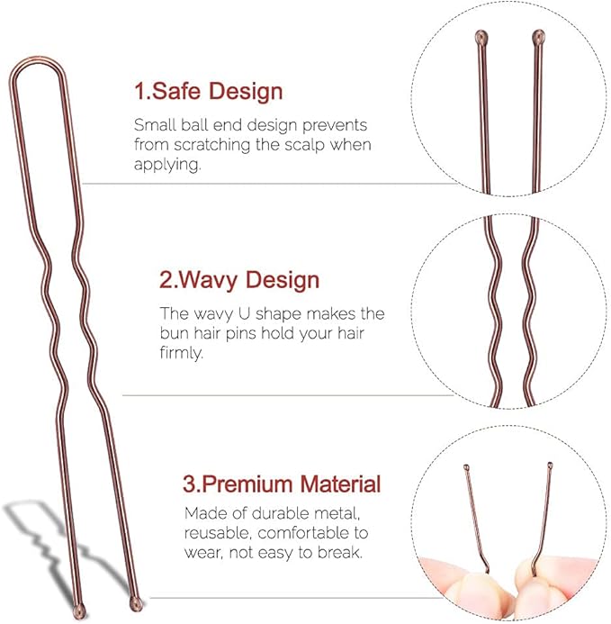 Bun PinsMORGLES 80 Pcs Hair Pin for Buns Blonde Hair Grips for Women Kirby Grips with Box Golden 6cm24 inch