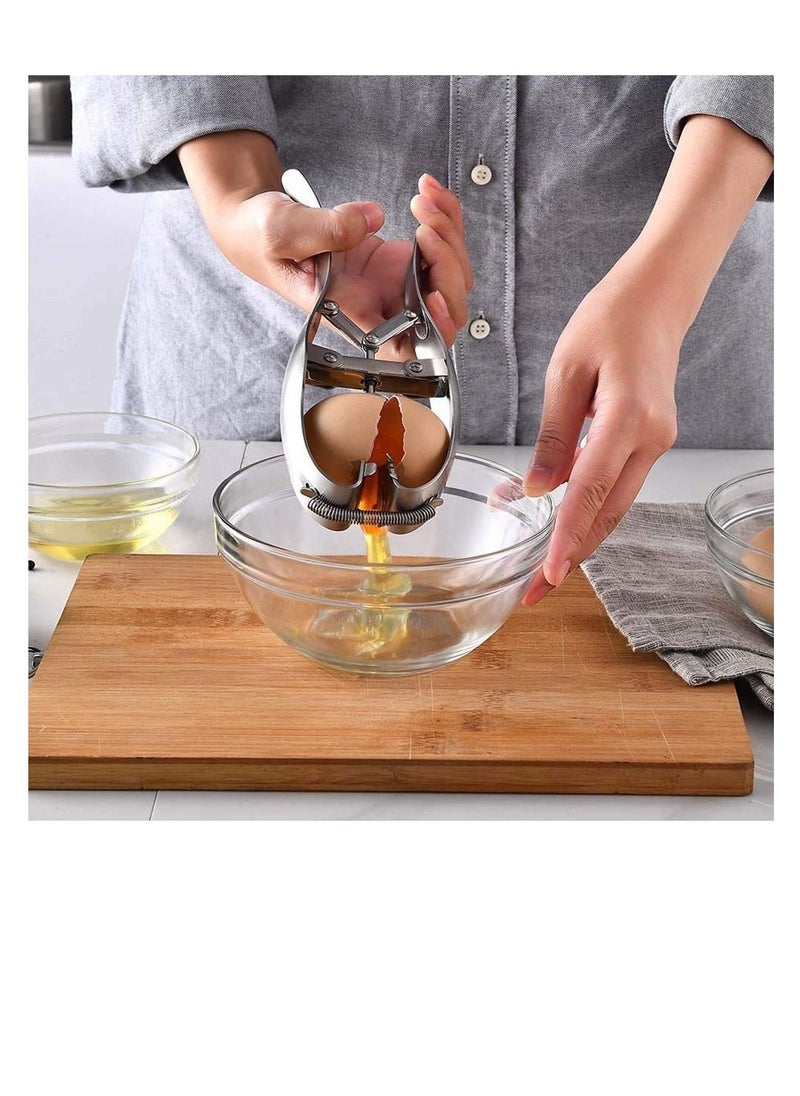 Excefore - Stainless Steel Egg Opener Egg Scissors Cracker Eggshell Cutter Kitchen Gadget Baking Tools Egg Cracker Topper Set for Soft Hard Boiled Eggs Shell Removal - Image 1