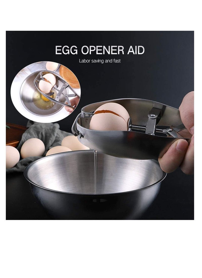 Excefore - Stainless Steel Egg Opener Egg Scissors Cracker Eggshell Cutter Kitchen Gadget Baking Tools Egg Cracker Topper Set for Soft Hard Boiled Eggs Shell Removal - Image 1