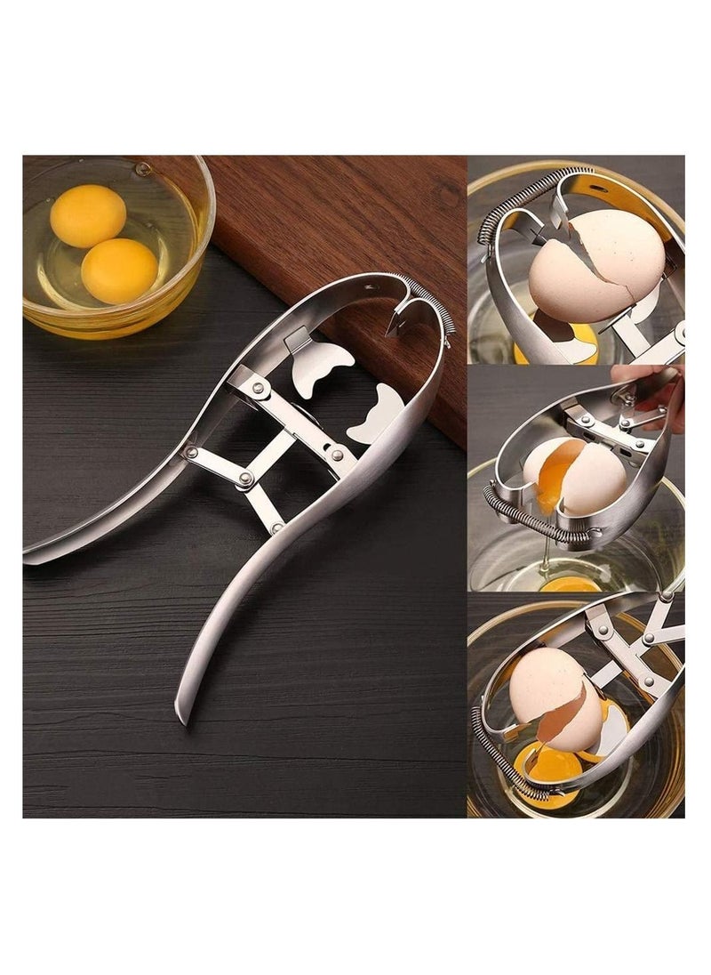 Excefore - Stainless Steel Egg Opener Egg Scissors Cracker Eggshell Cutter Kitchen Gadget Baking Tools Egg Cracker Topper Set for Soft Hard Boiled Eggs Shell Removal - Image 1