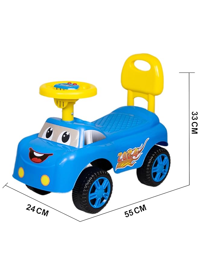 IToys Kids Ride On Push Car Blue And Yellow 55 X 24 X 33 Cm With Backrest - Image 3
