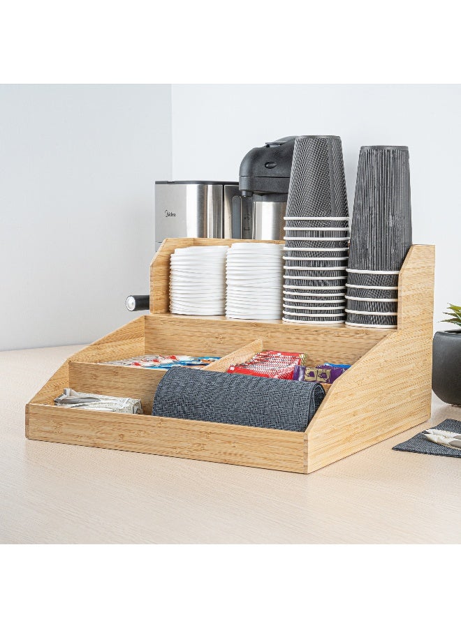 Restaurantware 15 x 14.25 x 9.25 Inch Coffee Condiment Organizer, 1 Countertop Tea Station Organizer - 3 Shelf, Heavy-Duty, Bamboo Coffee Bar Organizer, For Breakrooms, Offices, or Homes,  - Image 4