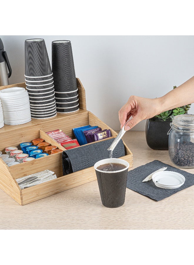 Restaurantware 15 x 14.25 x 9.25 Inch Coffee Condiment Organizer, 1 Countertop Tea Station Organizer - 3 Shelf, Heavy-Duty, Bamboo Coffee Bar Organizer, For Breakrooms, Offices, or Homes,  - Image 5