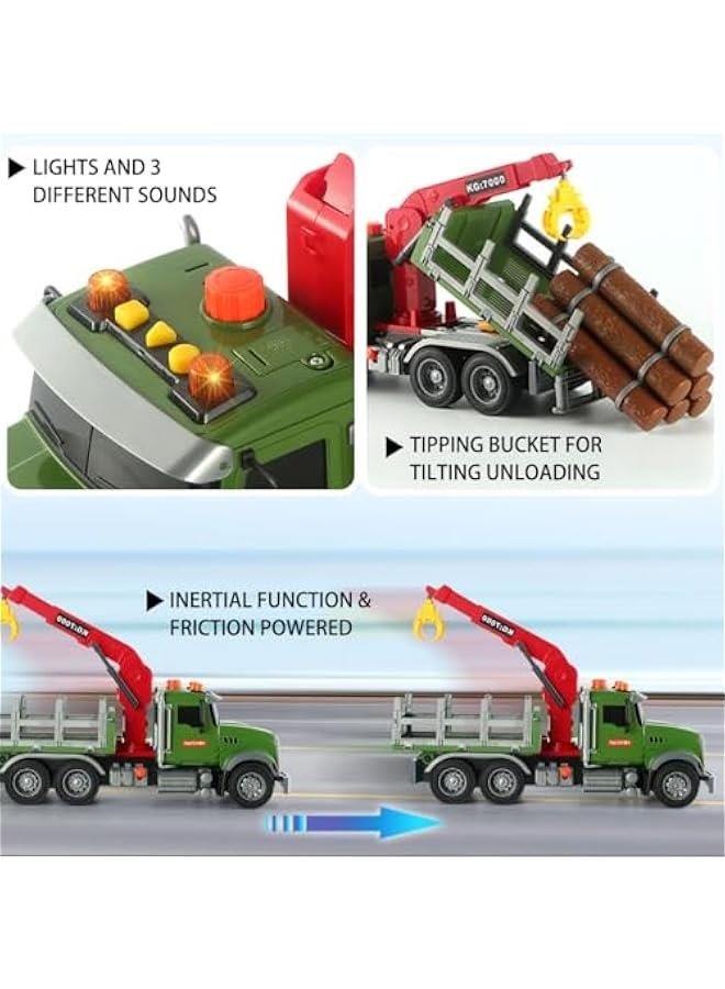 Logging Truck Toys for Kids 15 Large Timber Truck with Loading Crane and 6 Trunks Farm Toys Vehicle Playset Toy for Boys Ages 3 4 5 6  - Image 2
