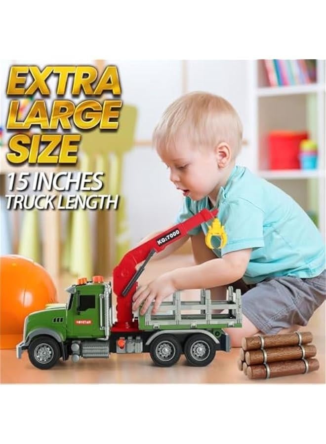 Logging Truck Toys for Kids 15 Large Timber Truck with Loading Crane and 6 Trunks Farm Toys Vehicle Playset Toy for Boys Ages 3 4 5 6  - Image 5