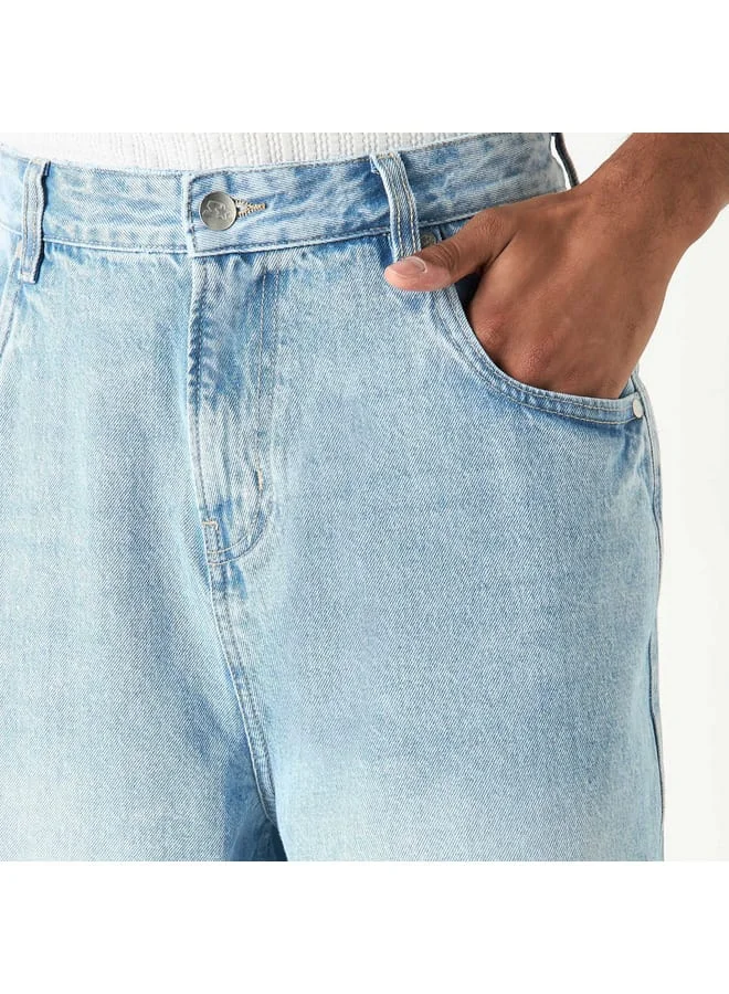 STARTER Ecko Unltd Solid Shorts with Button Closure and Pockets