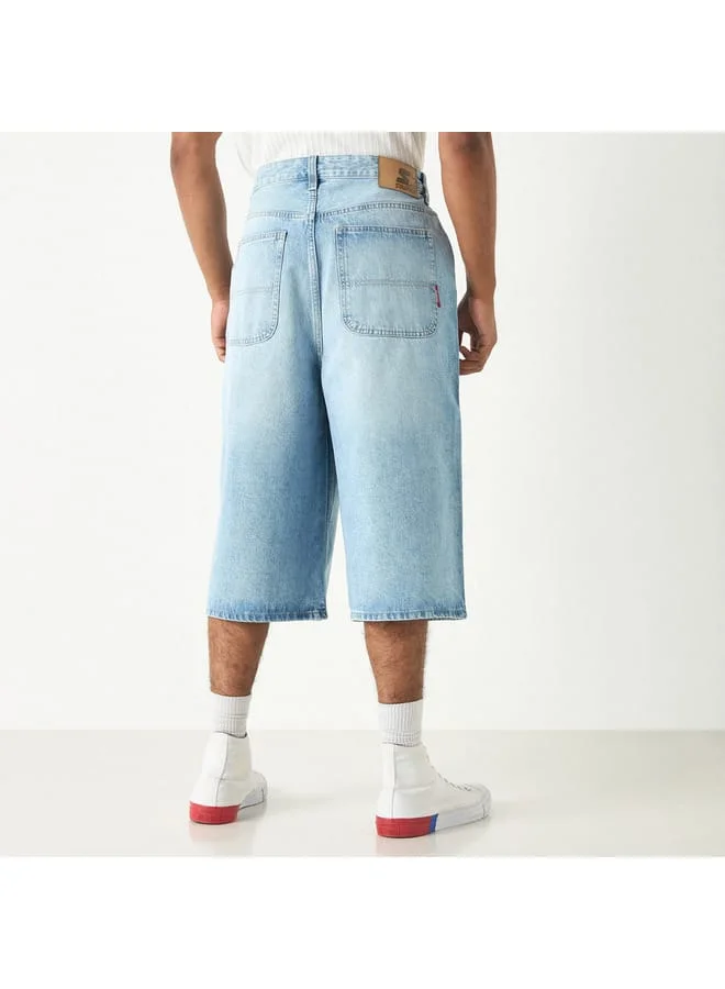 STARTER Ecko Unltd Solid Shorts with Button Closure and Pockets
