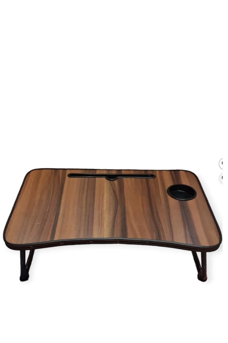 eBasket Laptop Table Portable Table (60 x 40 cm) with Foldable Legs, Tablet and Notebook Slot and Mug Place Multifunctional Table for Reading and Eating (Dark Brown)  - Image 2