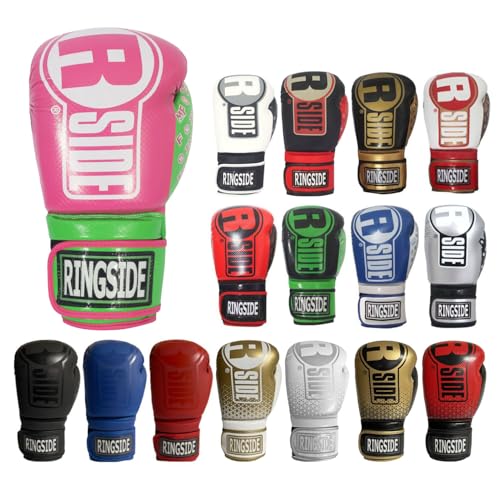 Ringside Apex Flash Sparring Gloves IMFTech Boxing Gloves with Secure Wrist Support Synthetic Boxing Gloves for Men and Women Pink and Lime 16 Oz - Image 1