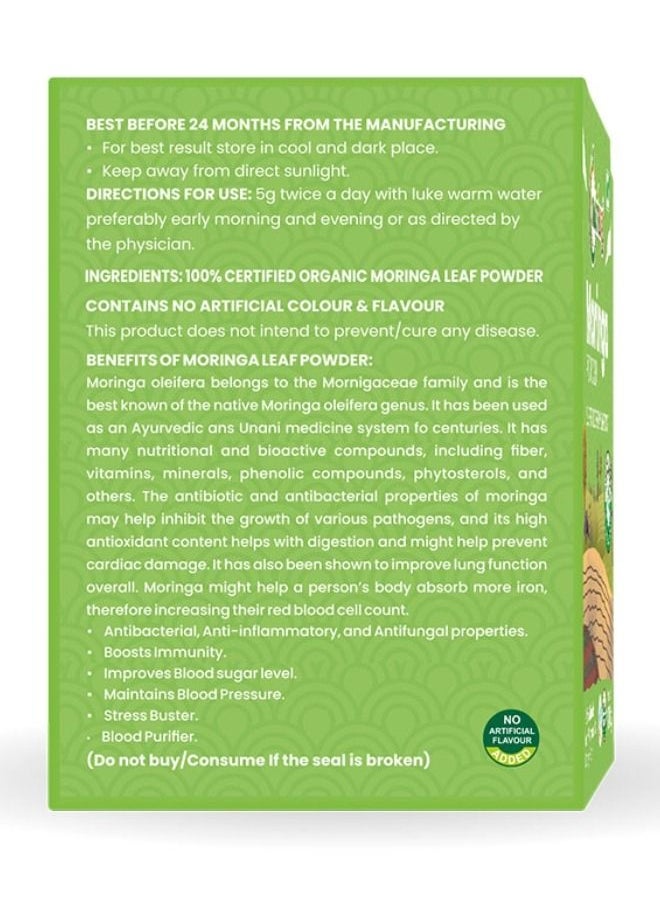 nutriorg Organic Moringa Powder- 100g Immunity And Energy Rich Source Of Nutrients  - Image 2