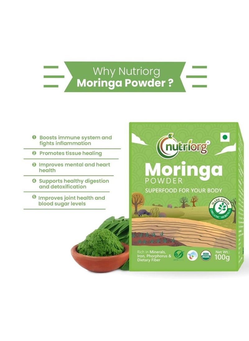 nutriorg Organic Moringa Powder- 100g Immunity And Energy Rich Source Of Nutrients  - Image 4