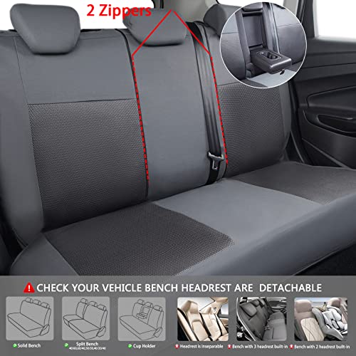 CAR PASS Seat Cover Full Sets, 3D Air Mesh Car Seat Cover with 5mm Composite Sponge Inside,Airbag Compatible Universal Fit for SUV,Vans,sedans, Trucks, Automotive Interior Covers(Pure Gray) - Image 4
