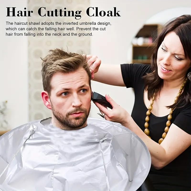 MUGATH Mugath Hair Cutting Cape Hairstylist Simple Design Pattern Hair Cutting Cloak Beard Shaving Umbrella Shape Waterproof Cape Barber Home Salon Haircut Hairdresser Apron Cloth for Adult Women Men Kids - Image 2